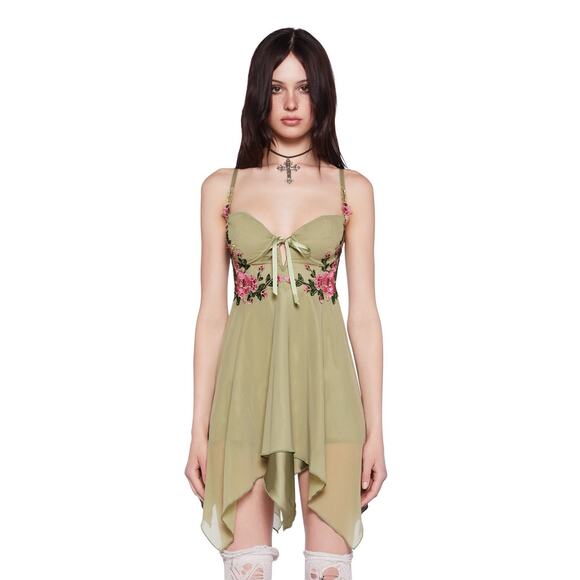 Dolls Kill “Sweet Sway” Whimsical Fairycore Mini Dress Tinkerbell Medium NWT - Picture 1 of 10
